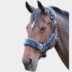 Fleece Lined Headcollar Navy/Grey
