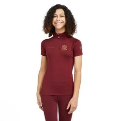 Childs Team Short Sleeve Base Layer Burgundy -Horse Supply Store go 517293 z
