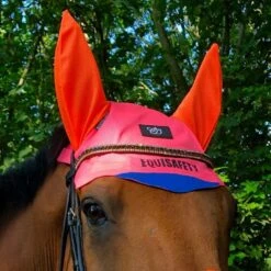 Charlotte Dujardin Reflective Multi-Coloured Mesh Horse Ears Pink/Orange -Horse Supply Store go 527745 z