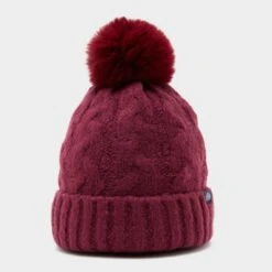 Chunky Knit Bobble Hat In Wine